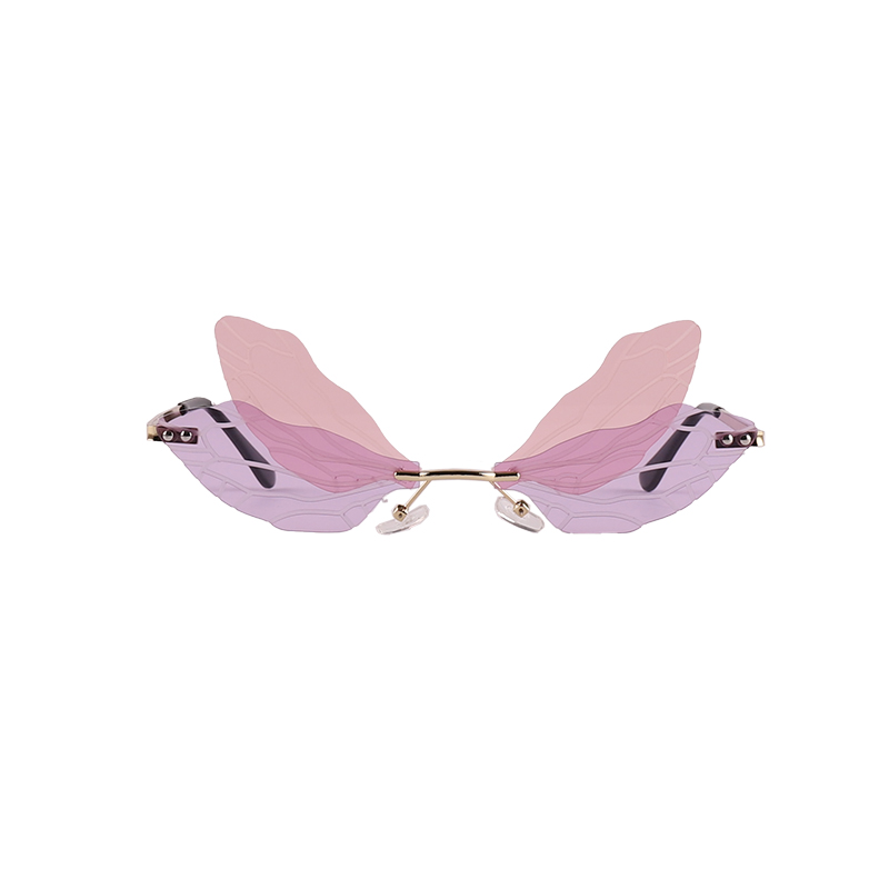 Gafas de sol sin montura con forma de mariposa y gradiente de personalidad