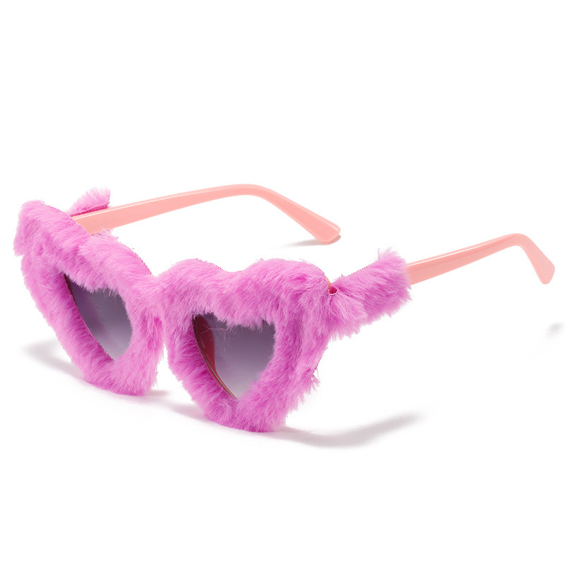 Gafas de sol peludas en forma de corazón de fiesta divertidas de moda