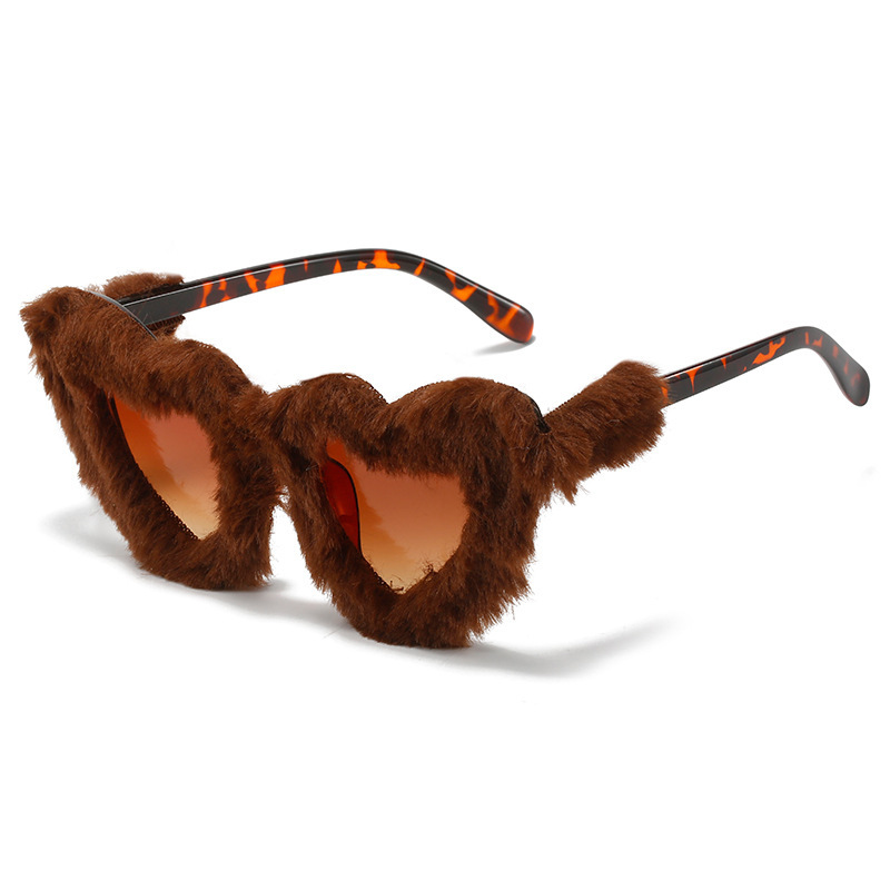 Gafas de sol peludas en forma de corazón de fiesta divertidas de moda