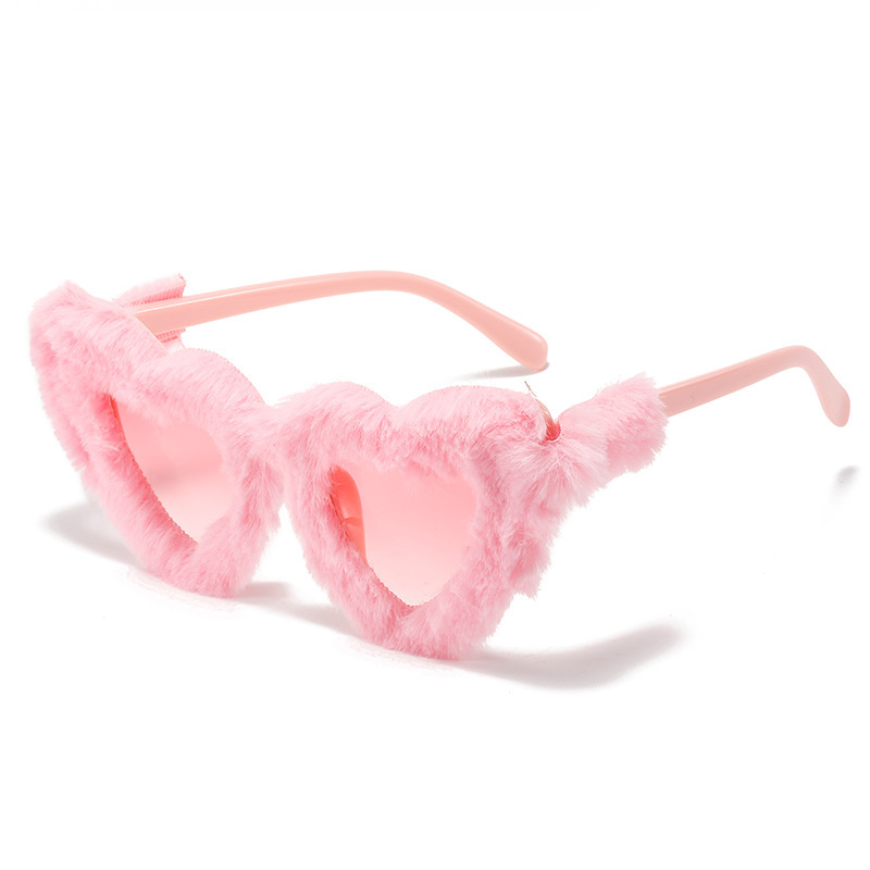 Gafas de sol peludas en forma de corazón de fiesta divertidas de moda