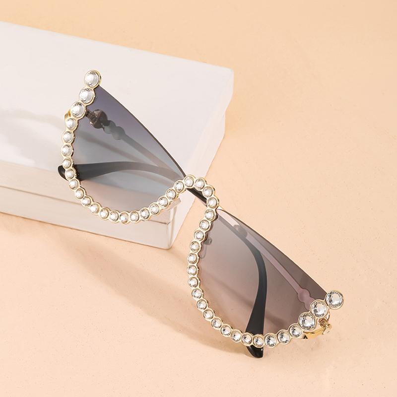 Gafas de sol con cadena y cinturón de diamantes sin marco para mujer