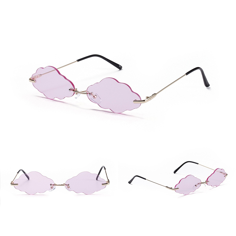 Gafas de sol sin montura con lentes en forma de nube punk de lujo para mujer