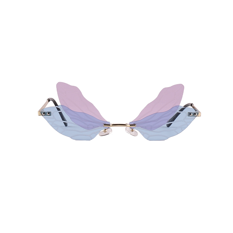 Gafas de sol sin montura con forma de mariposa y gradiente de personalidad