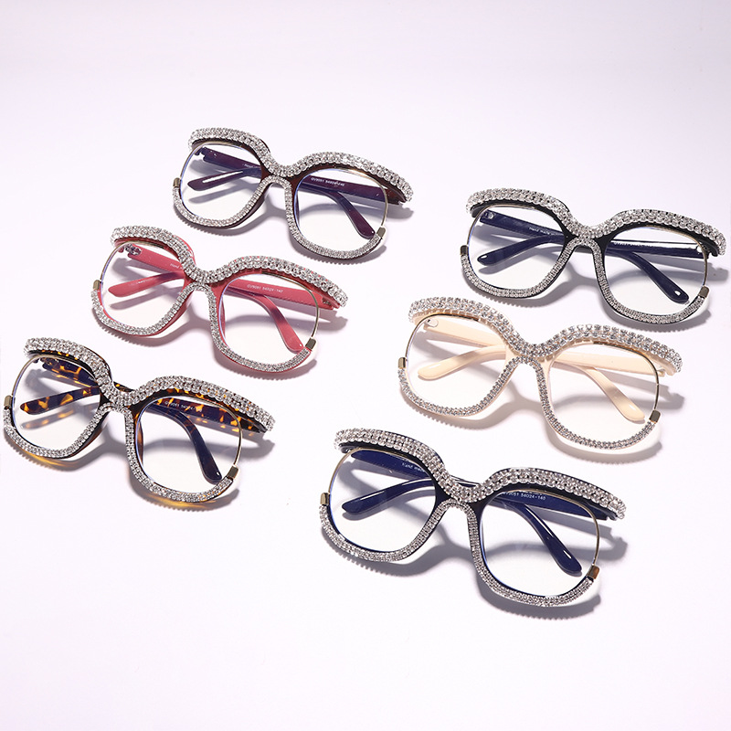 Gafas ópticas cuadradas retro monturas gafas de diamantes