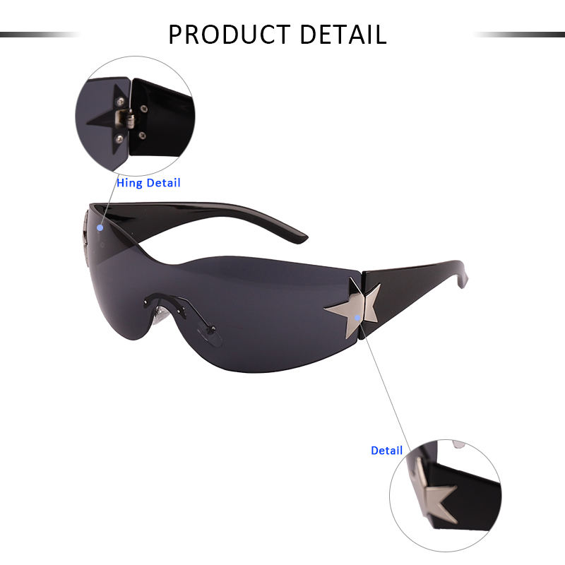 Gafas de sol decorativas con estrella de cinco puntas y escudo extragrande