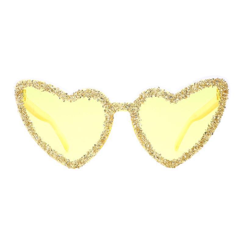 Gafas de sol con diamantes de imitación en forma de corazón de moda color caramelo