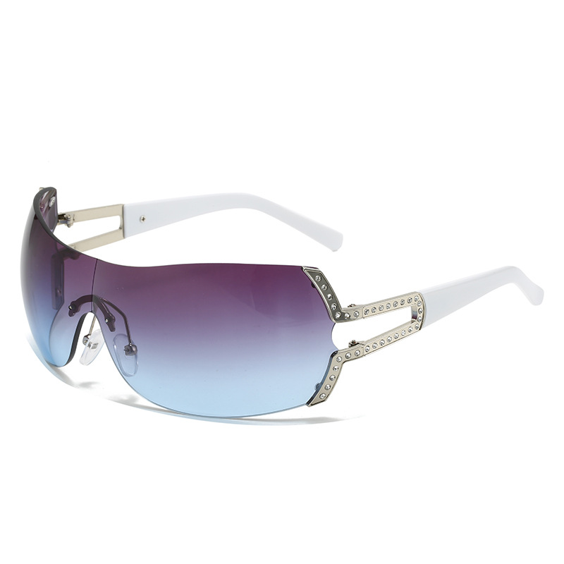 Gafas de sol UV400 sin marco para mujer con sombras de diseñador de moda