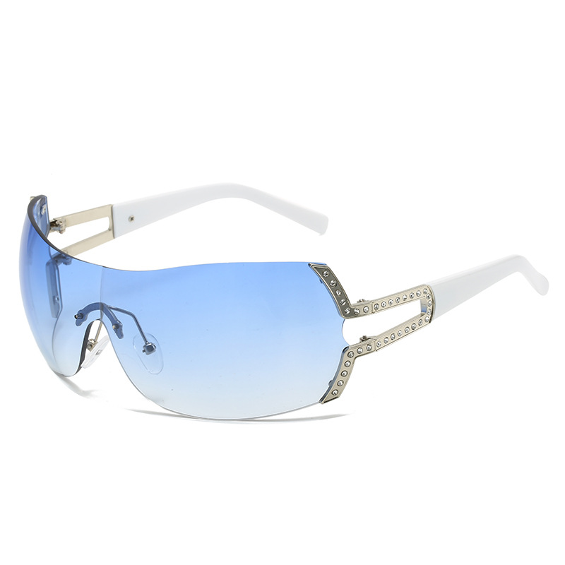 Gafas de sol UV400 sin marco para mujer con sombras de diseñador de moda