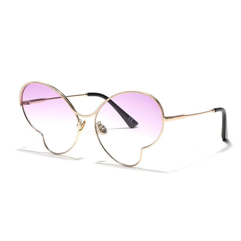 Gafas de sol con montura de mariposa de metal degradado para mujer