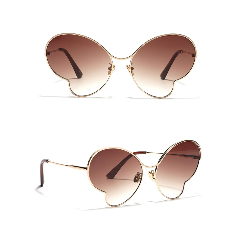 Gafas de sol con montura de mariposa de metal degradado para mujer