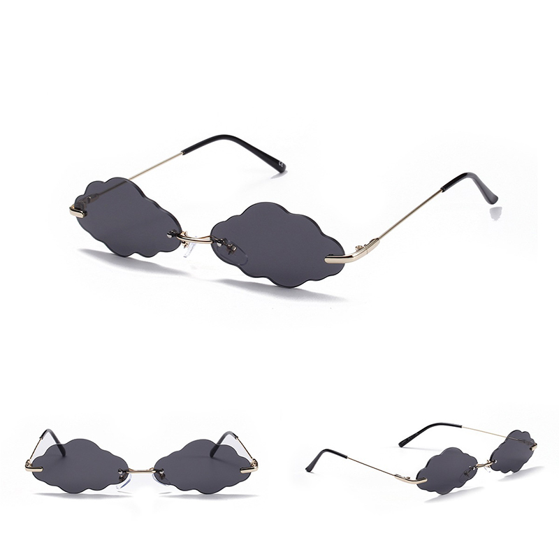 Gafas de sol sin montura con lentes en forma de nube punk de lujo para mujer