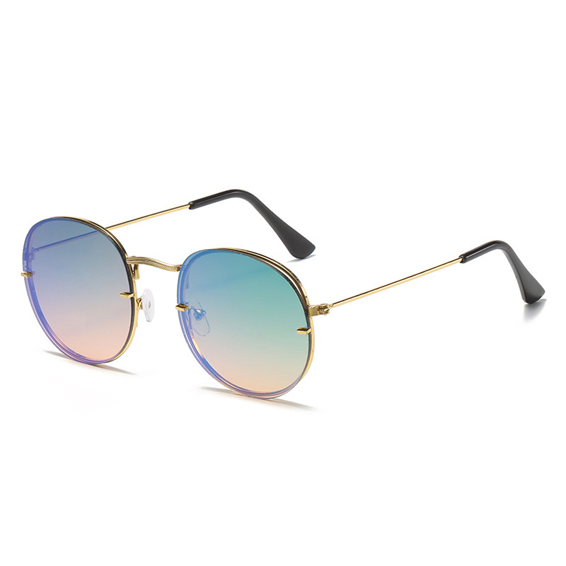 Gafas de sol retro unisex con montura de metal dorado