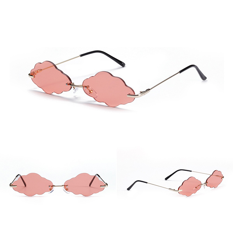 Gafas de sol sin montura con lentes en forma de nube punk de lujo para mujer