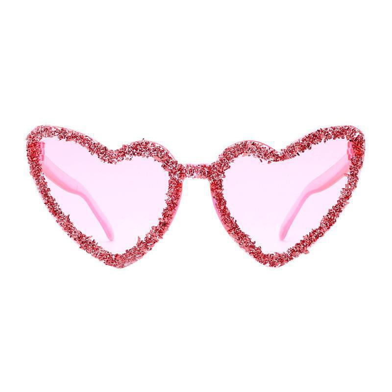 Gafas de sol con diamantes de imitación en forma de corazón de moda color caramelo