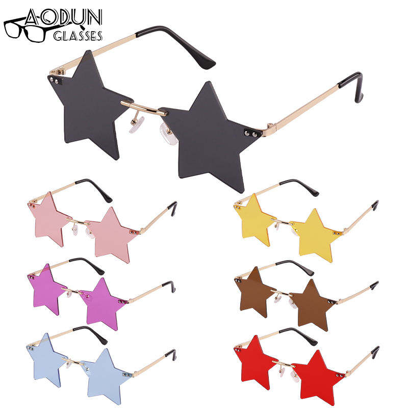 Gafas de sol sin montura con forma de estrella de fiesta divertida y colorida