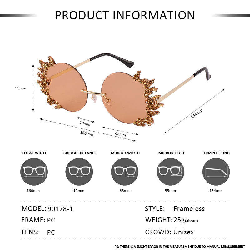 Gafas de sol con montura grande y protección UV400 con diamantes brillantes