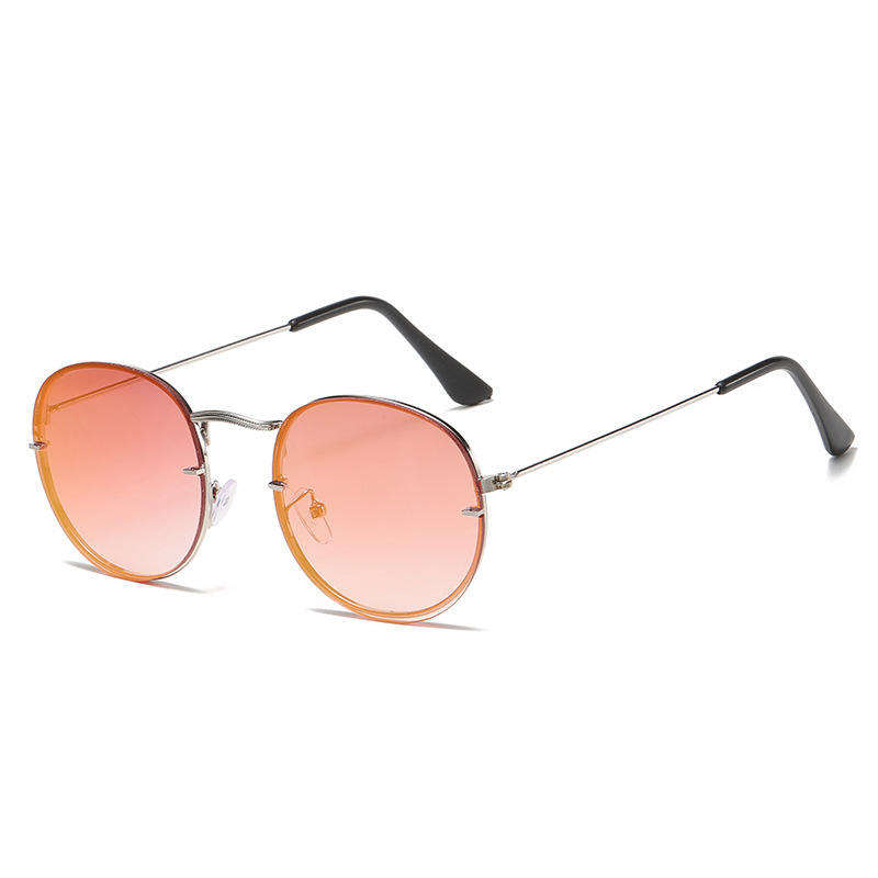 Gafas de sol retro unisex con montura de metal dorado