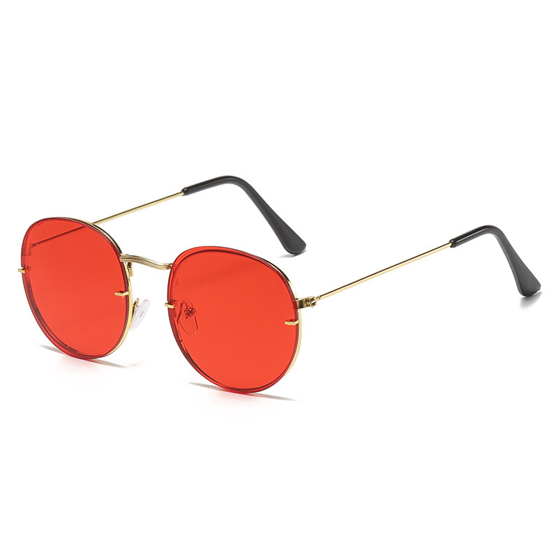 Gafas de sol retro unisex con montura de metal dorado