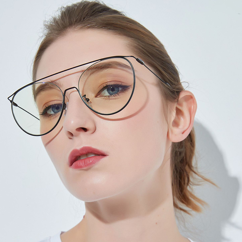 Gafas ópticas con montura metálica redonda vintage de gran tamaño