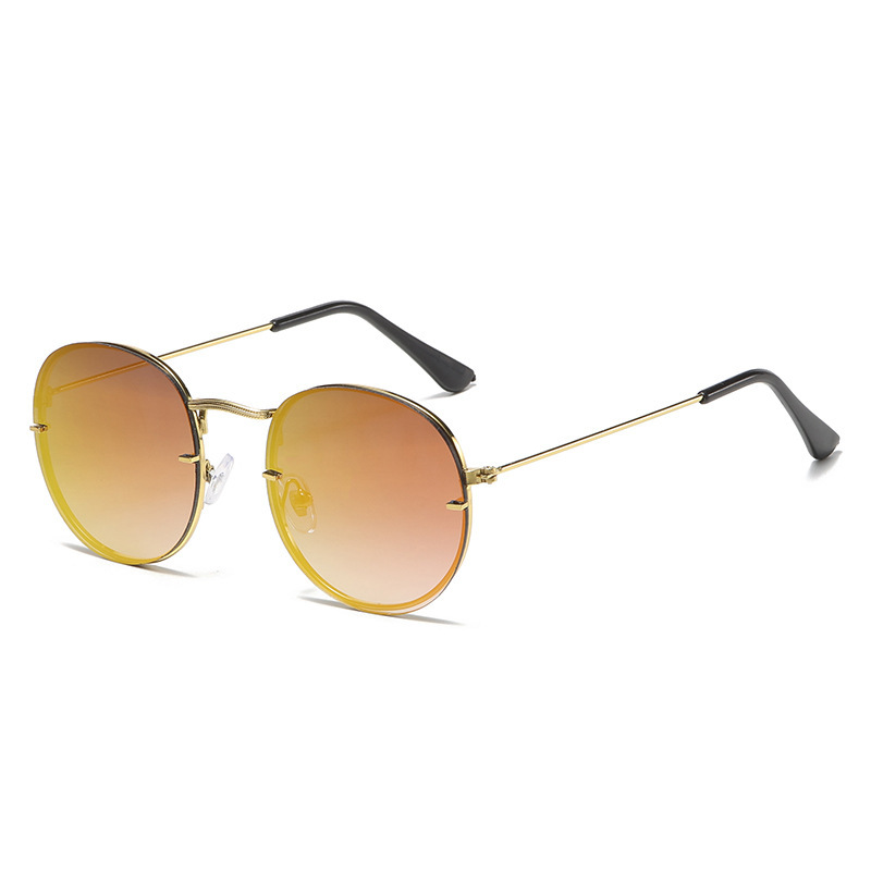 Gafas de sol retro unisex con montura de metal dorado