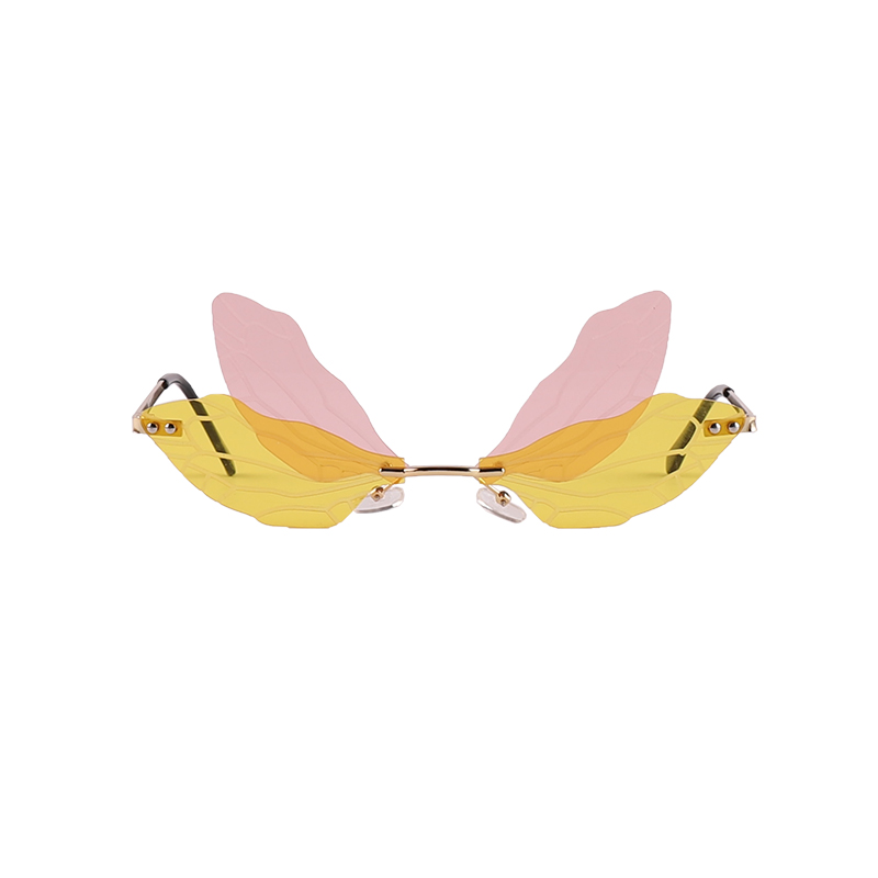 Gafas de sol sin montura con forma de mariposa y gradiente de personalidad