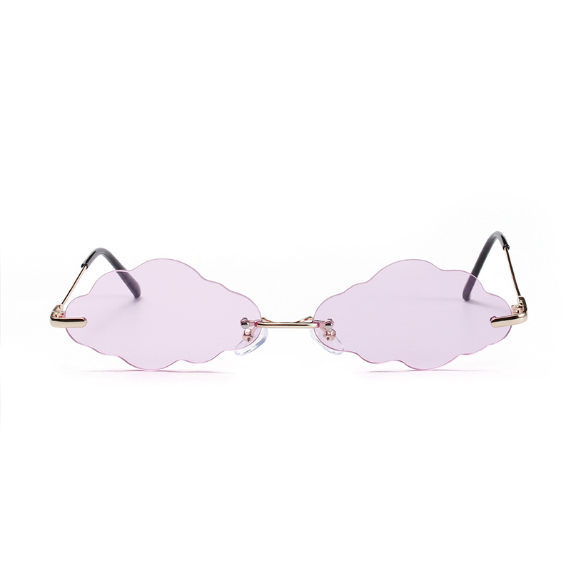 Gafas de sol sin montura con lentes en forma de nube punk de lujo para mujer