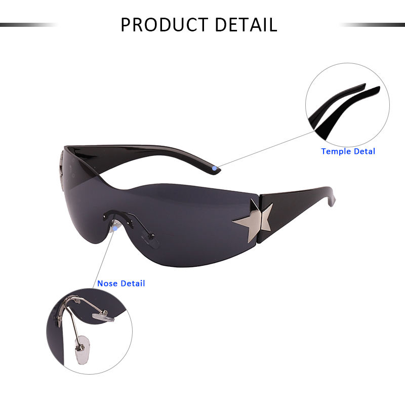 Gafas de sol decorativas con estrella de cinco puntas y escudo extragrande