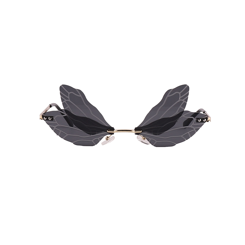 Gafas de sol sin montura con forma de mariposa y gradiente de personalidad