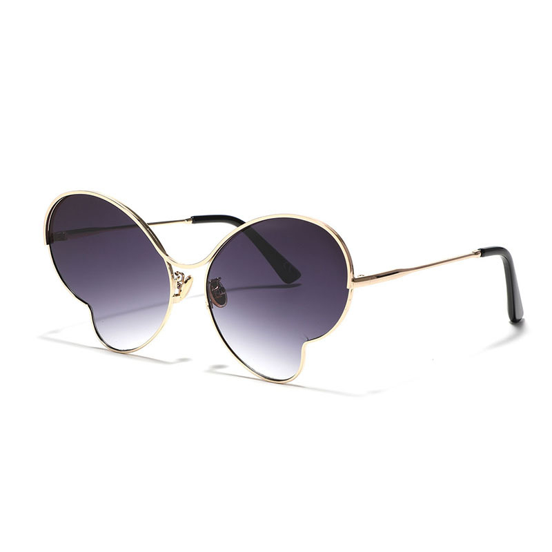 Gafas de sol con montura de mariposa de metal degradado para mujer