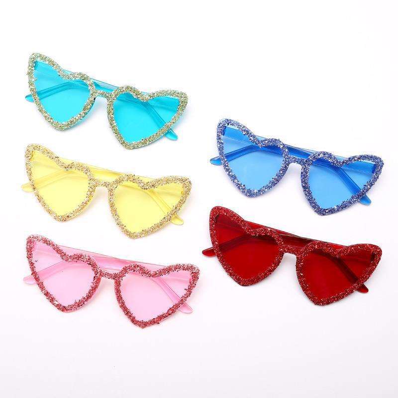 Gafas de sol con diamantes de imitación en forma de corazón de moda color caramelo