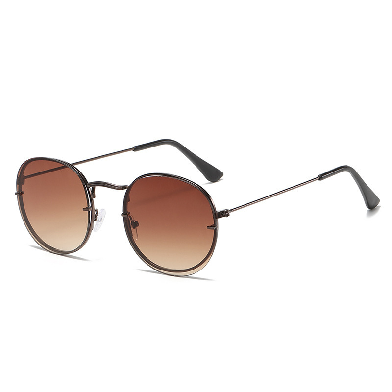 Gafas de sol retro unisex con montura de metal dorado