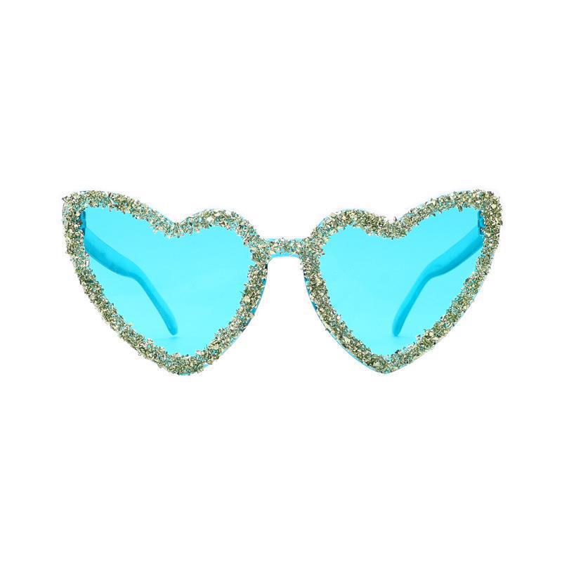 Gafas de sol con diamantes de imitación en forma de corazón de moda color caramelo