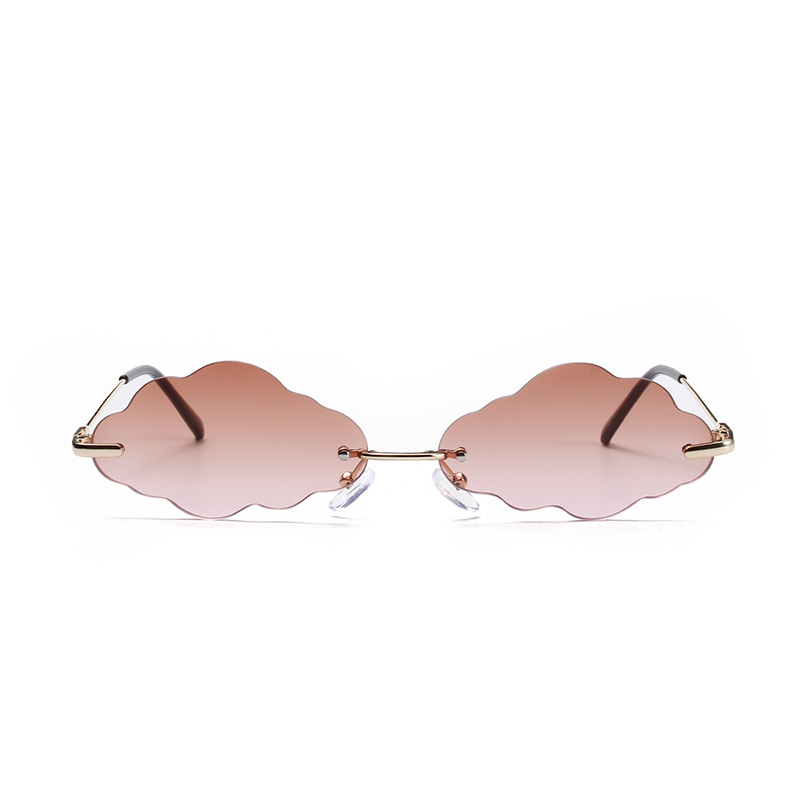 Gafas de sol sin montura con lentes en forma de nube punk de lujo para mujer